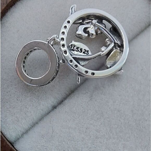 925 Silver Bird & Garden Dangle Charm - Picture 4 of 5